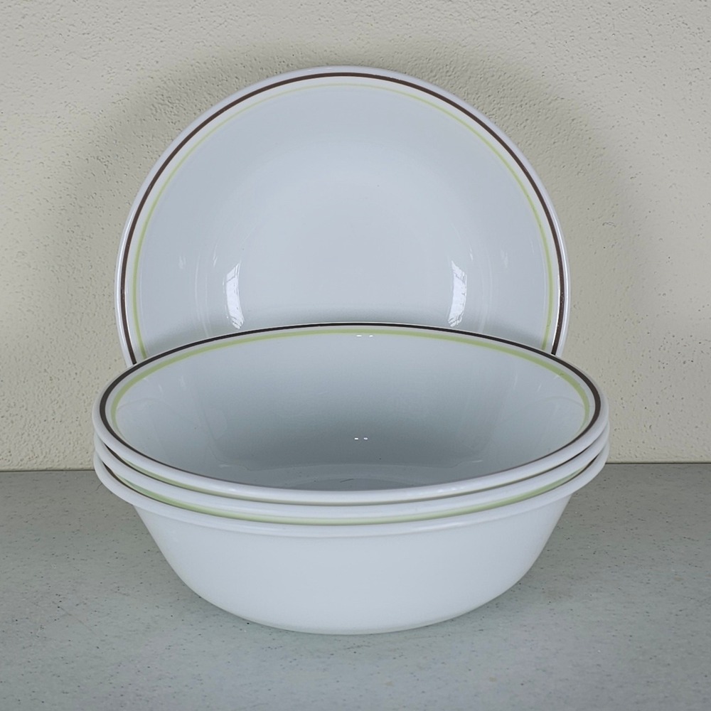 4‎ Corelle "SQUARED"  Brown, Blue, Green ~ Soup / Cereal Bowls~ 6 1/4"